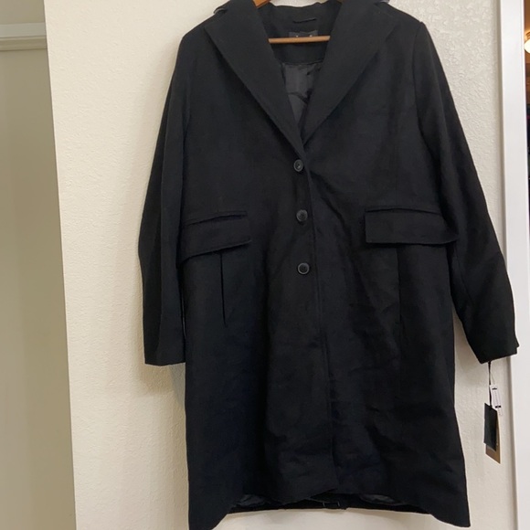 HALOGEN WOOL Single Breasted Notch Collar BLACK - Picture 4 of 17